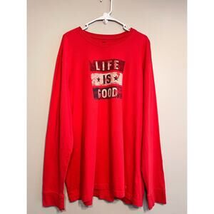 Life Is Good Red Flag Star Forth Of July Crusher Tee Size XXL